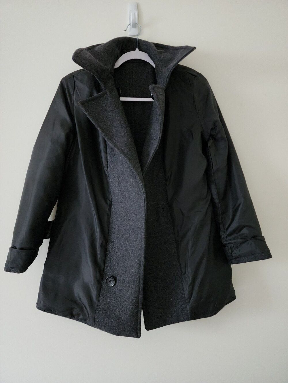 Michael Michael Kors Grey Wool Pea Coat Size S WPL7888 Double Breasted Jacket - Picture 5 of 11